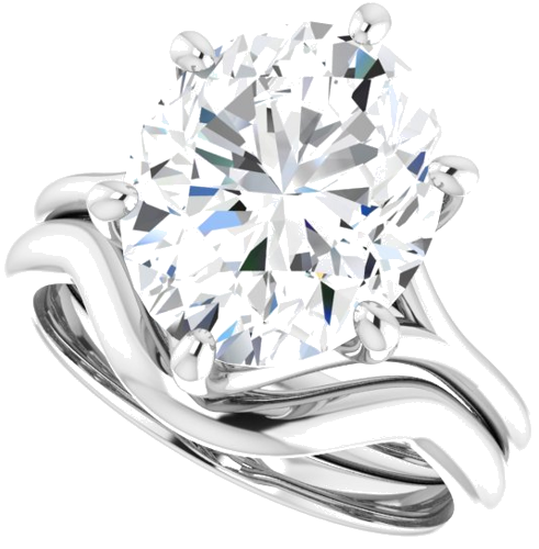 Sužadėtuvių Žiedas „Solitaire“ 585 Baltojo Aukso Oval 12mm x 10mm (10)