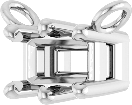 Pakabukas „Emerald 6-Prong“ 585 Baltojo Aukso Emerald 5mm x 3mm (2)