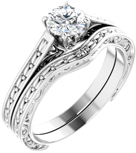 14K White 5.2 mm Round Solitaire Engagement Ring Mounting (6)