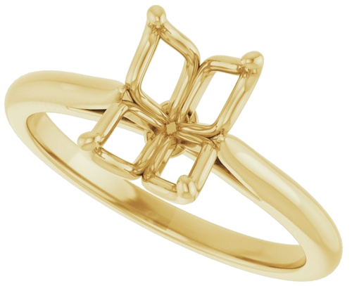 14K Yellow  8x6 mm Emerald Solitaire Engagement Ring Mounting (5)