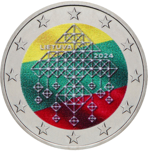 2024 Литва монета от 2 евро с традицията на сламените градини (1)