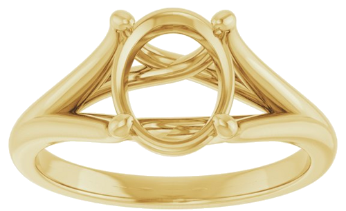 14K Yellow 9x7 mm Oval Solitaire Engagement Ring Mounting (3)
