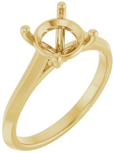 14K Yellow 8 mm Round Solitaire Engagement Ring Mounting (1)