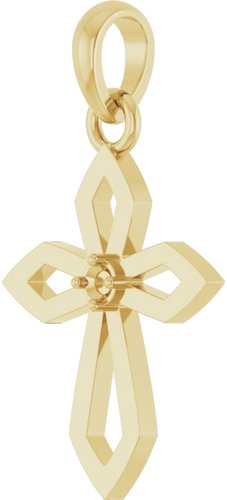 14K Yellow 1.5 mm Round Accented Cross Pendant Mounting (2)