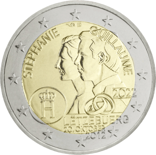 2022 Liuksemburgas Vestuvių 10-metis 2 eurų moneta (1)