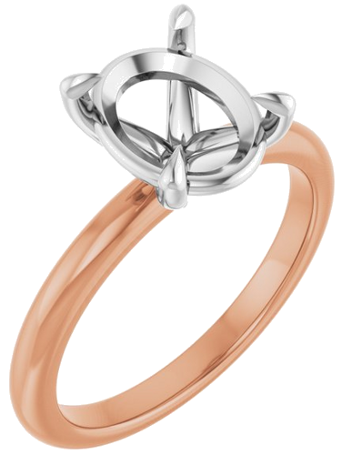 Sužadėtuvių Žiedas 585 Baltojo Ir Rožinis Aukso Oval 10mm x 8mm (1)