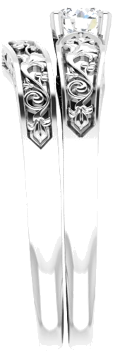 Sužadėtuvių Žiedas „Floral Solitaire“ 585 Baltojo Aukso Round 4.1mm (9)