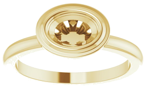 Sužadėtuvių Žiedas „Bezel-Set Solitaire“ 585 Geltonojo Aukso Oval 7mm x 5mm (3)