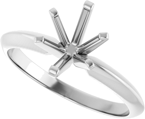 14K White 8x6 mm Oval 6-Prong Solitaire Engagement Ring Mounting (5)