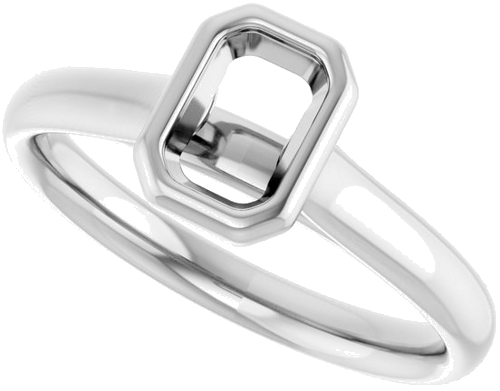 Sužadėtuvių Žiedas „Bezel-Set Solitaire“ 585 Baltojo Aukso Emerald 6mm x 4mm (5)