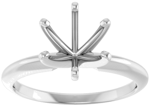 14K White 7.8-8.6 mm Round 6-Prong Comfort-Fit Solitaire Ring Mounting (3)
