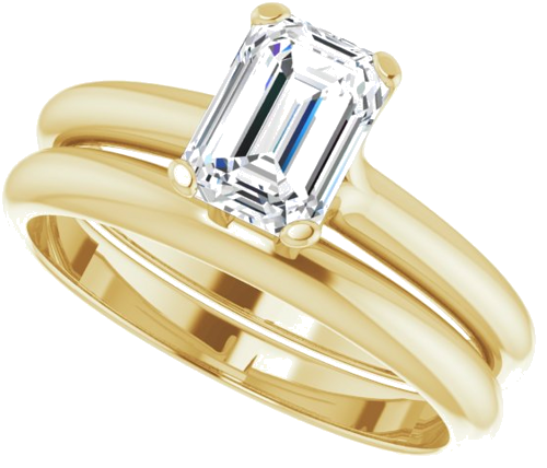 14K Yellow 7x5 mm Emerald Solitaire Engagement Ring Mounting (10)