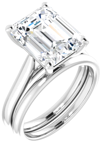 14K White 11x9 mm Emerald Engagement Ring Mounting (6)