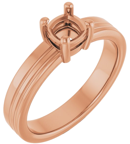 14K Rose 5 mm Cushion Solitaire Engagement Ring Mounting (1)