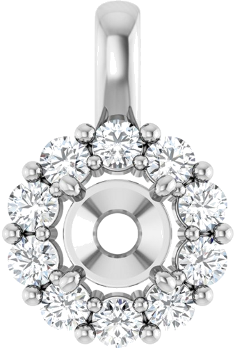 14K White 5.2 mm Round 1 3 CTW Natural Diamond Semi-Set Pendant (1)