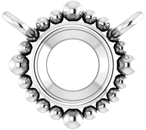 14K White 3.5 mm Round Beaded Bezel-Set Necklace Center (1)