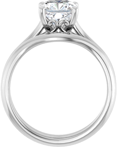 14K White  7 mm Cushion Solitaire Engagement Ring Mounting (7)