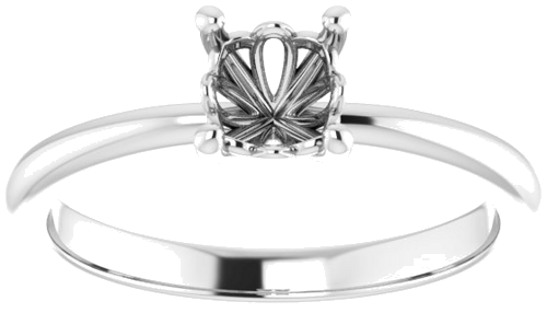 14K White 5 mm Cushion Solitaire Engagement Ring Mounting (3)