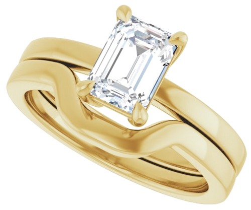 Sužadėtuvių Žiedas „Solitaire“ 585 Geltonojo Aukso Emerald 7mm x 5mm (10)