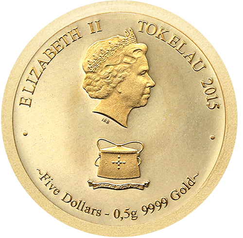 2015 Tokelau Kazas gada 5 dolāru zelta monēta (2)