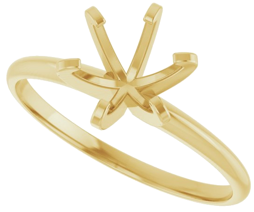 14K Yellow 6.6-7.2 mm Round 6-Prong Solitaire Engagement Ring Mounting (5)