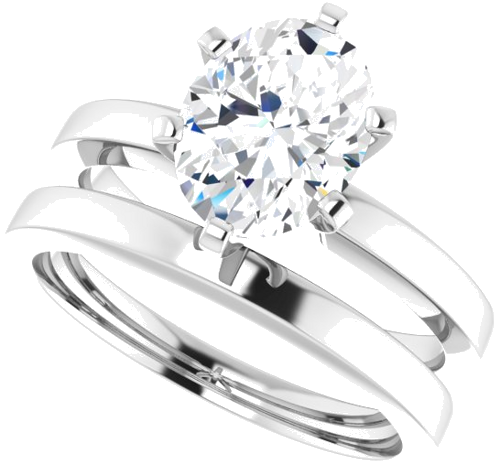 14K White 9x7 mm Oval Solitaire Engagement Ring Mounting (10)