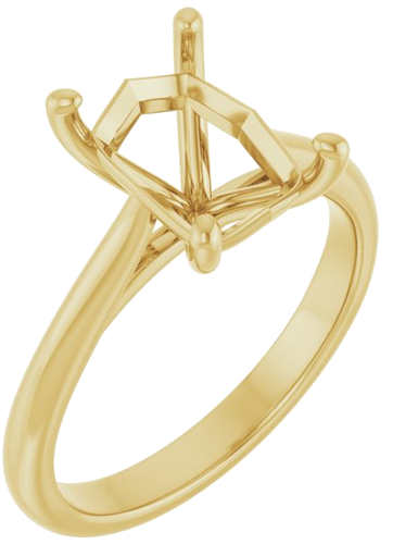 14K Yellow 9x7 mm Emerald Solitaire Engagement Ring Mounting (1)