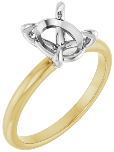 Sužadėtuvių Žiedas „Solitaire“ 750 Baltojo Ir Geltonojo Aukso Oval 9mm x 7mm (1)