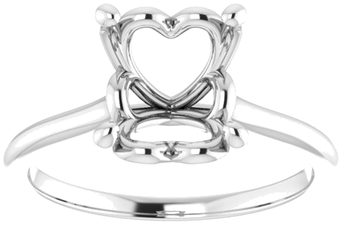 14K White  8 mm Cushion Solitaire Engagement Ring Mounting (3)