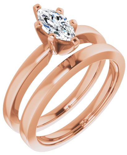 Sužadėtuvių Žiedas „Solitaire“ 585 Rožinis Aukso Marquise 8mm x 4mm (6)