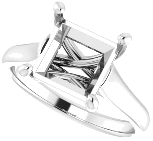 Sužadėtuvių Žiedas „Solitaire“ 585 Baltojo Aukso Square 8mm (5)