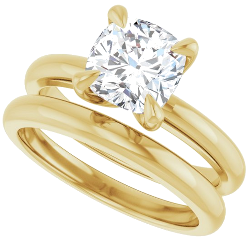 14K Yellow 7x7 mm Cushion Solitaire Engagement Ring Mounting (10)