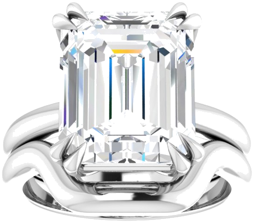 Platinum 12x10 mm Emerald Solitaire Engagement Ring Mounting (8)