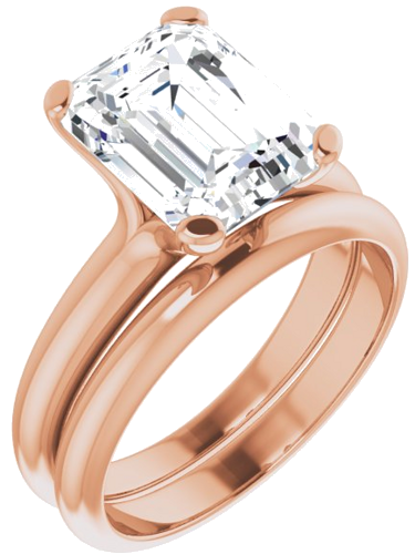 Sužadėtuvių Žiedas „Solitaire“ 417 Rožinis Aukso Emerald 10mm x 8mm (6)