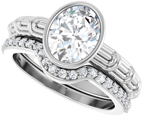 14K White 9 x 7 mm Oval Solitaire Engagement Ring Mounting (10)