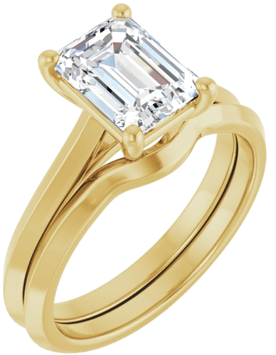 Sužadėtuvių Žiedas „Solitaire“ 585 Geltonojo Aukso Emerald 8mm x 6mm (6)