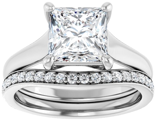 14K White 7 mm Square Solitaire Engagement Ring Mounting (8)