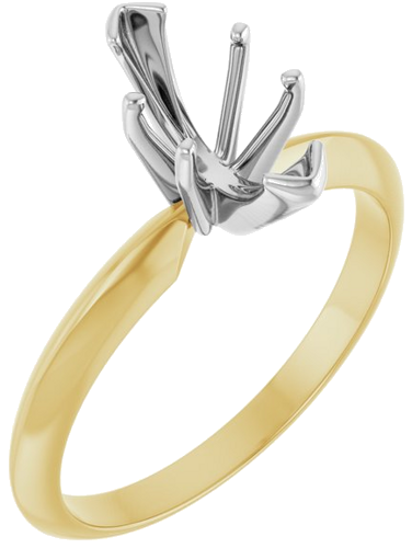 14K Yellow   White 6-Prong 10x5 mm Marquise V-End Solitaire Ring Mounting (1)