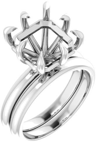 14K White 10 mm Asscher Solitaire Engagement Ring Mounting (6)
