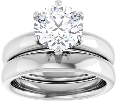 14K White 8 mm Round Engagement Ring Mounting (8)