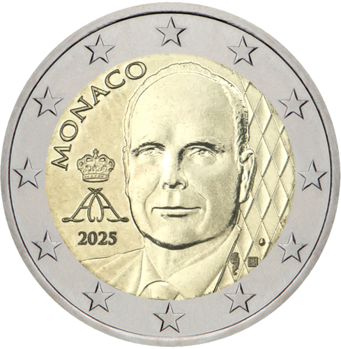 2025 Monakas Albertas II Nacionalinė 2 eurų moneta (Naujas dizainas) (1)