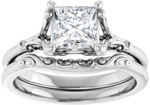 14K White 5.5 mm Square Solitaire Engagement Ring Mounting (8)