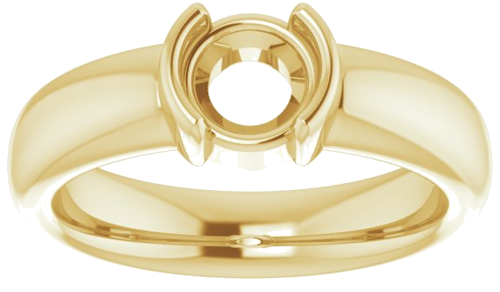 14K Yellow 6 mm Round Half Bezel Solitaire Engagement Ring Mounting (3)