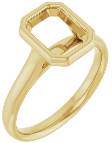 Sužadėtuvių Žiedas „Bezel-Set Solitaire“ 417 Geltonojo Aukso Emerald 8mm x 6mm (1)