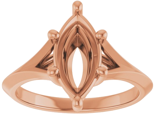 14K Rose 12x6 mm Marquise Solitaire Engagement Ring Mounting (3)