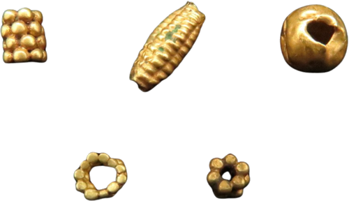 Auksiniai dekoratyviniai karoliukai (5 vnt.), 5 mm, Senovės Roma (1)