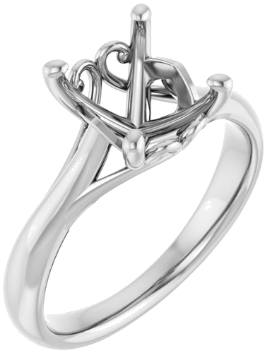 Platinum  10x8 mm Oval Solitaire Engagement Ring Mounting (1)