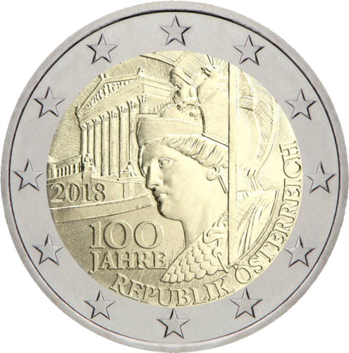 2018 Австрия 100 лет Республике монета 2 евро (1)