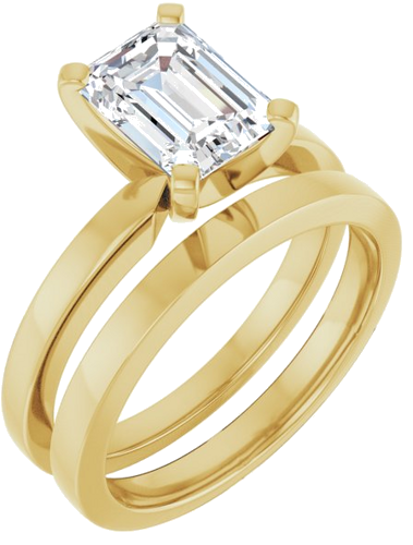 Sužadėtuvių Žiedas „Solitaire“ 585 Geltonojo Aukso Emerald 8mm x 6mm (6)