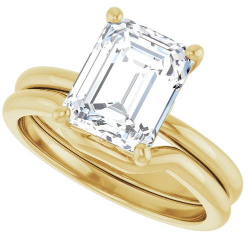 14K Yellow 9x7 mm Emerald Solitaire Engagement Ring Mounting (10)